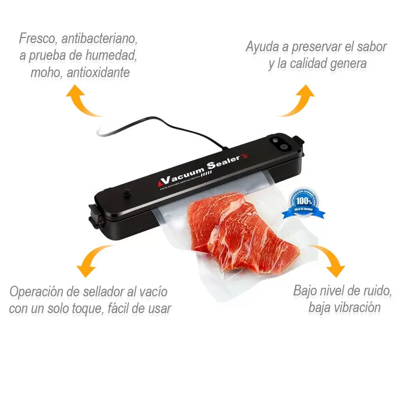 VACUUM SEALER®️ - Máquina selladora de bolsas al vacío premium + Rollo de Bolsas de 5 metros